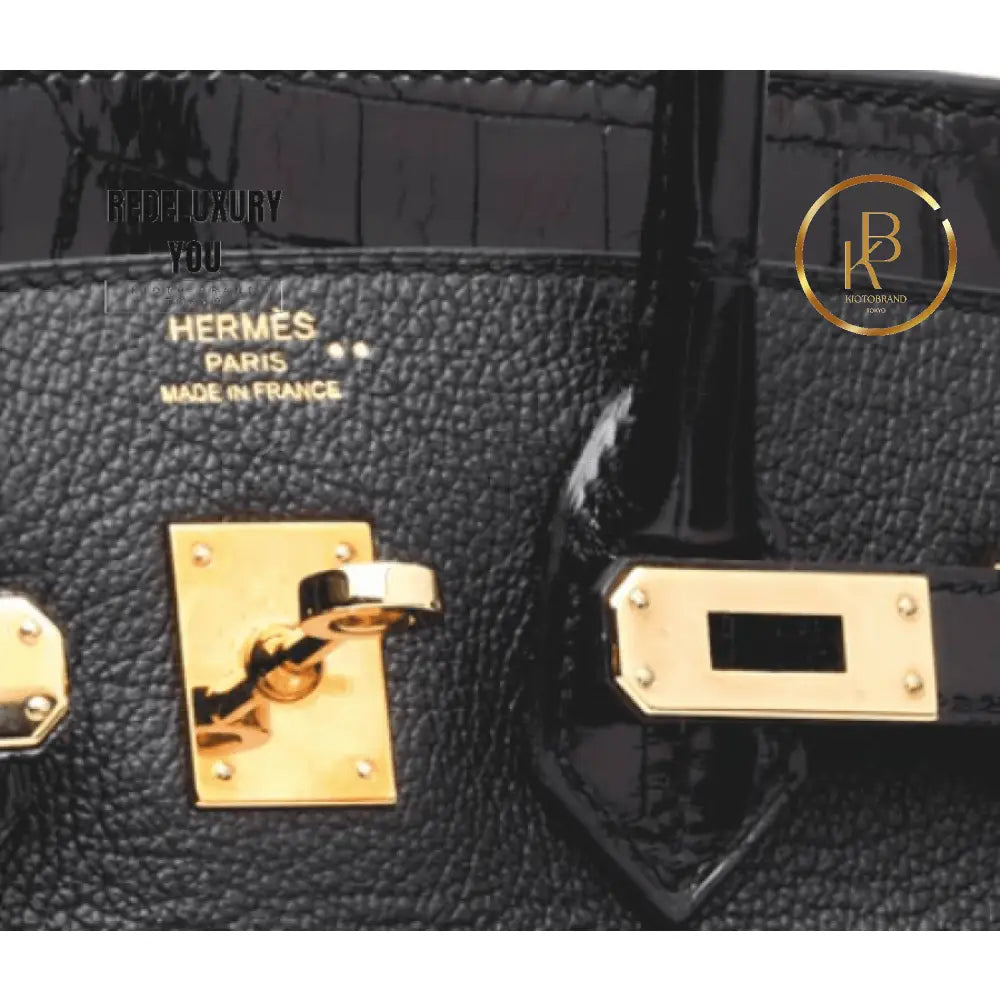 Birkin 25 Touch Shiny Black Nilo Croc & Novillo