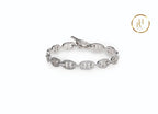 18K White Gold & Diamond Chaîne D’ancre Bracelet Bracelet