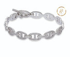 18K White Gold & Diamond Chaîne D’ancre Bracelet Bracelet