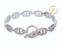 18K White Gold & Diamond Chaîne D’ancre Bracelet Bracelet