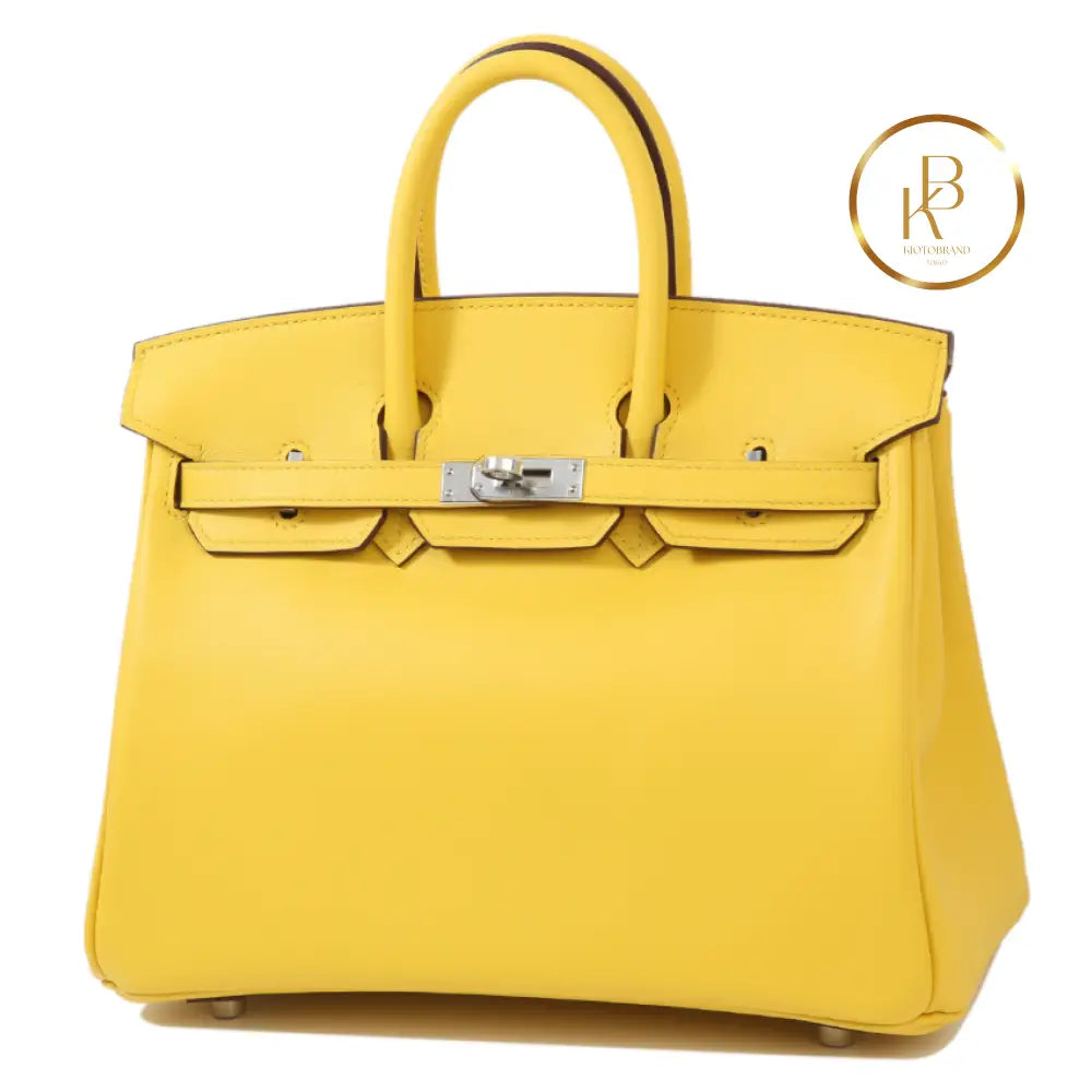 Birkin 25 Jaune De Naples Swift Handbags