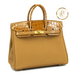 Birkin 25 Touch Caramel Togo Leather & Niloticus Crocodile Handbags