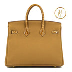 Birkin 25 Touch Caramel Togo Leather & Niloticus Crocodile Handbags
