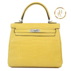 Kelly 25 Mimosa Matte Niloticus Croc Handbags