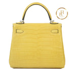 Kelly 25 Mimosa Matte Niloticus Croc Handbags