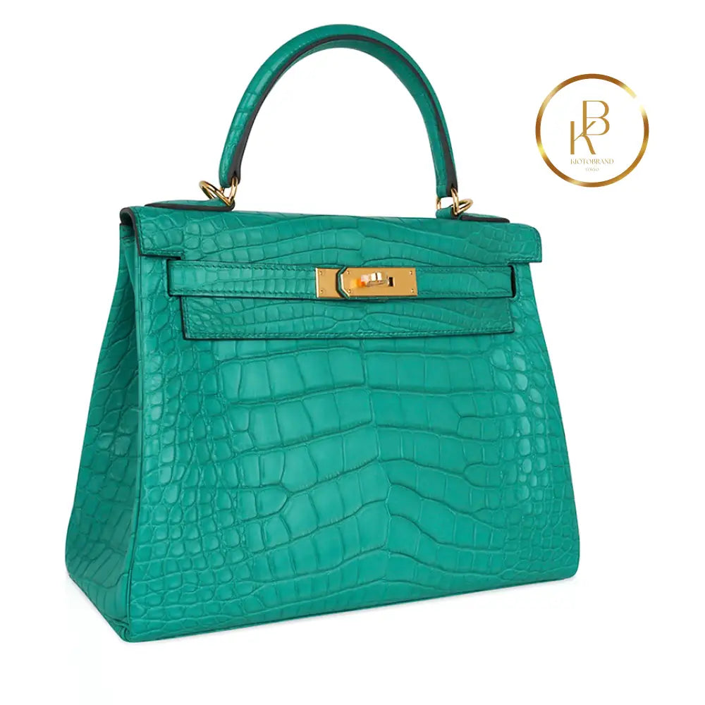 Kelly 28 Vert Jade Matte Alligator Handbags