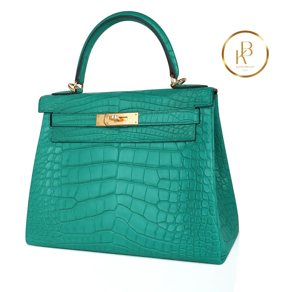 Kelly 28 Vert Jade Matte Alligator Handbags