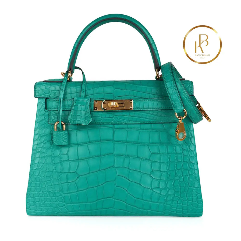 Kelly 28 Vert Jade Matte Alligator Handbags