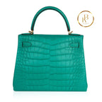 Kelly 28 Vert Jade Matte Alligator Handbags