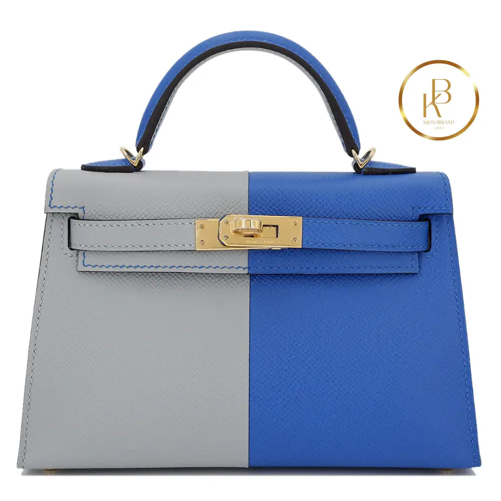 Kelly 20 Ii Blue France And Gris Mouette Epsom Handbags