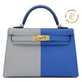 Kelly 20 Ii Blue France And Gris Mouette Epsom Handbags