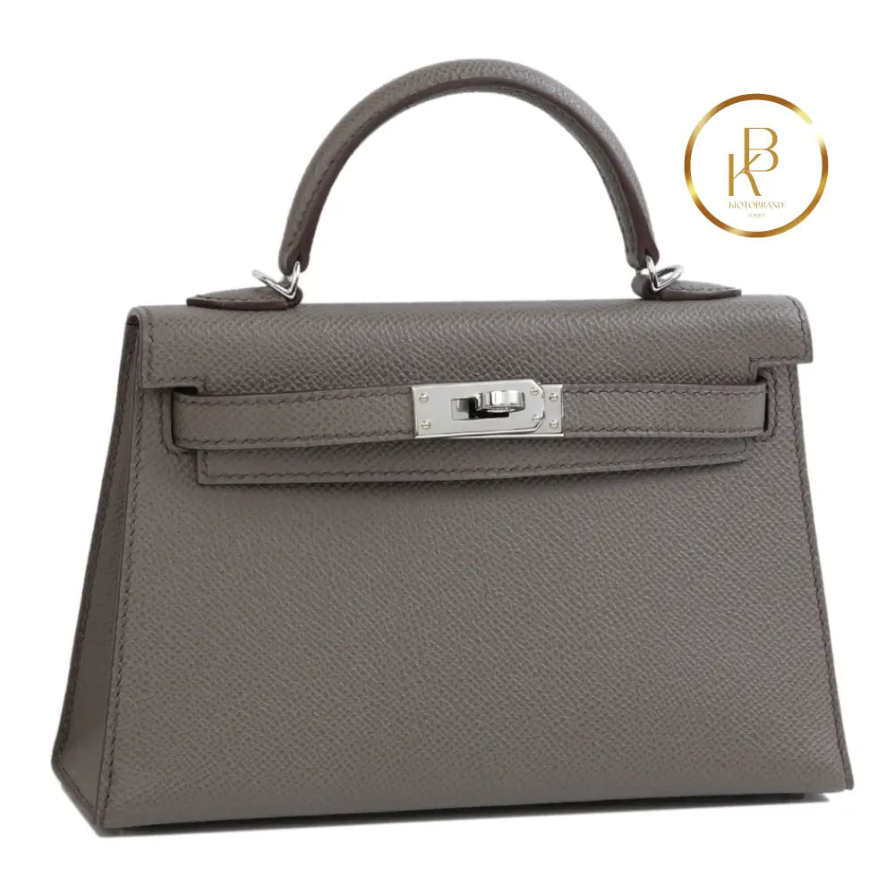 Kelly 20 Mini Ii Etain Epsom Handbags