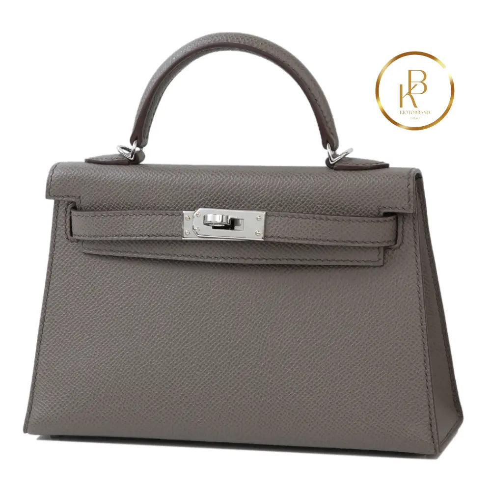 Kelly 20 Mini Ii Etain Epsom Handbags