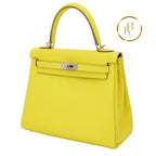 Kelly 25 Lime Swift Palladium Handbags