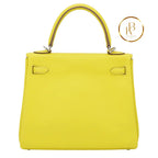 Kelly 25 Lime Swift Palladium Handbags