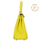Kelly 25 Lime Swift Palladium Handbags