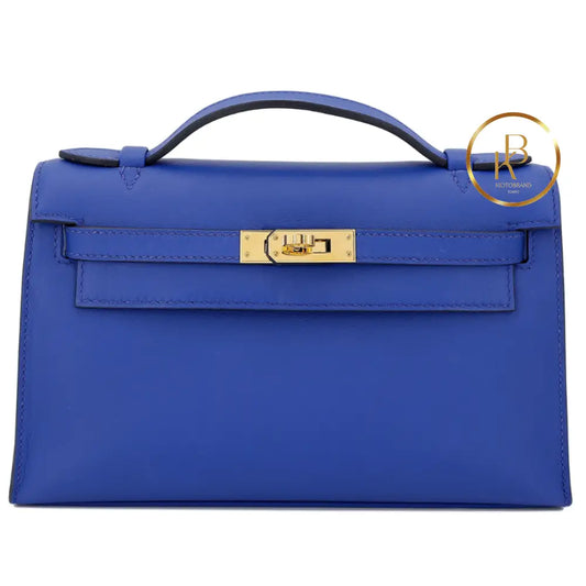 Kelly Pochette Blue Royal Swift Handbags