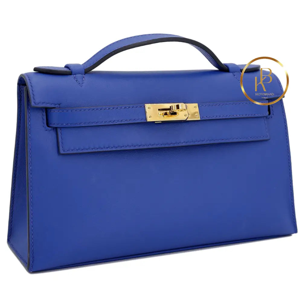 Kelly Pochette Blue Royal Swift Handbags