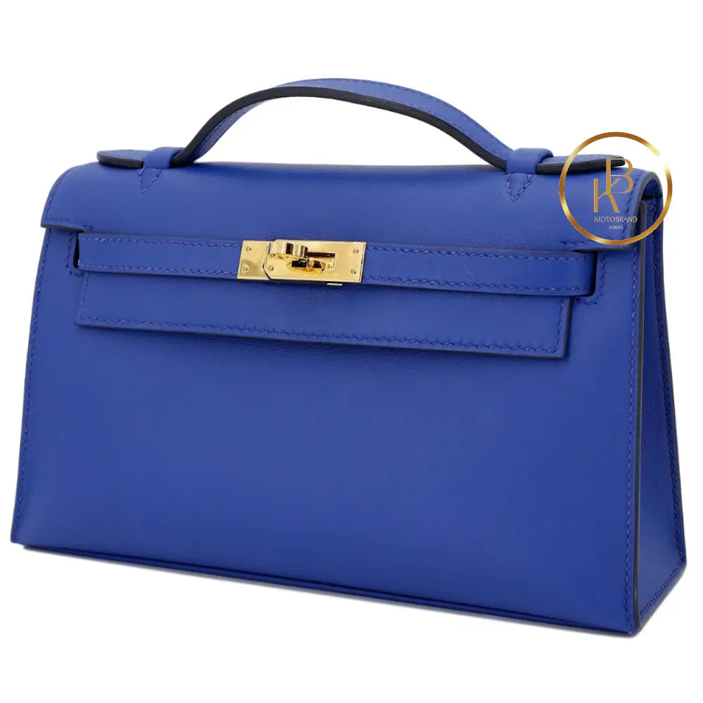 Kelly Pochette Blue Royal Swift Handbags