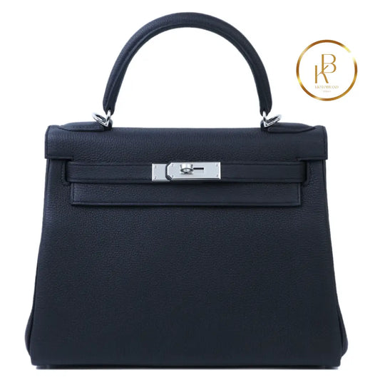 Kelly 28 Black Togo Palladium Handbags