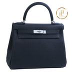 Kelly 28 Black Togo Palladium Handbags