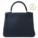 Kelly 28 Black Togo Palladium Handbags