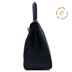 Kelly 28 Black Togo Palladium Handbags