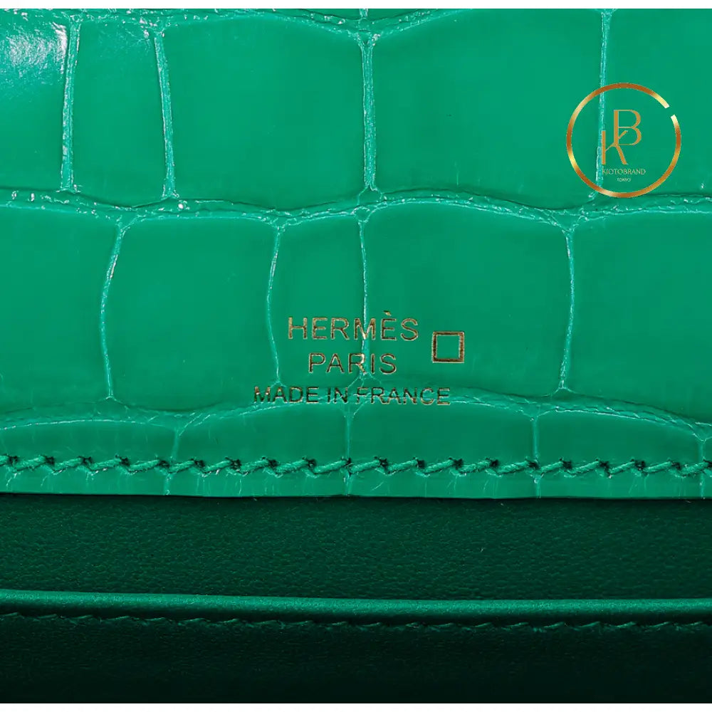 Kelly Pochette Vert Jade Alligator Ghw Handbags