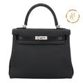 Kelly 25 Touch Black Togo Palladium Handbags