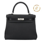 Kelly 25 Touch Black Togo Palladium Handbags