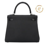 Kelly 25 Touch Black Togo Palladium Handbags