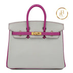 Birkin 25 Pearl Gray & Rose Purple Chevre (Special Order) Handbags