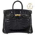Birkin 25 Niloticus Crocodile Black Ghw Handbags