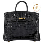 Birkin 25 Niloticus Crocodile Black Ghw Handbags