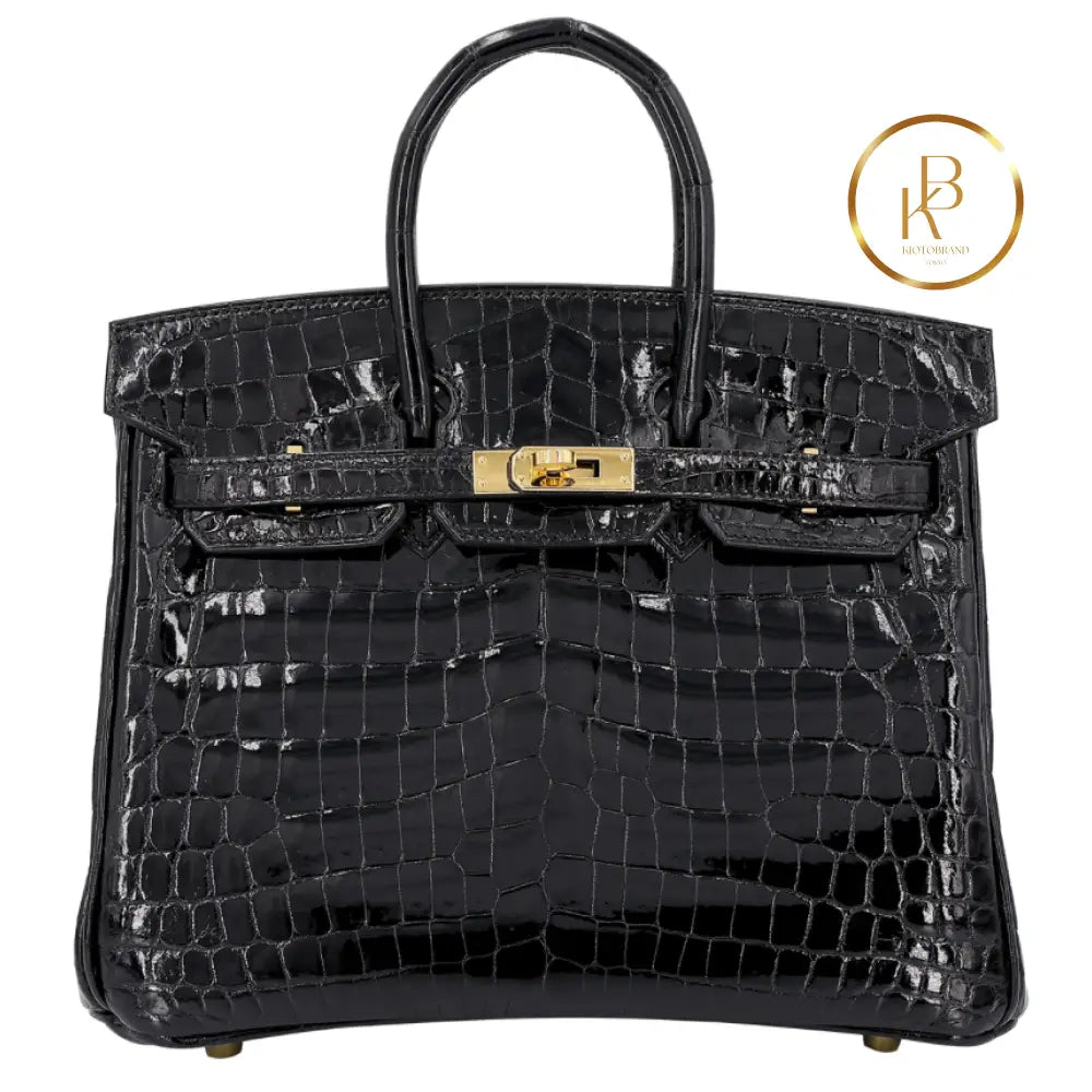 Birkin 25 Niloticus Crocodile Black Ghw Handbags