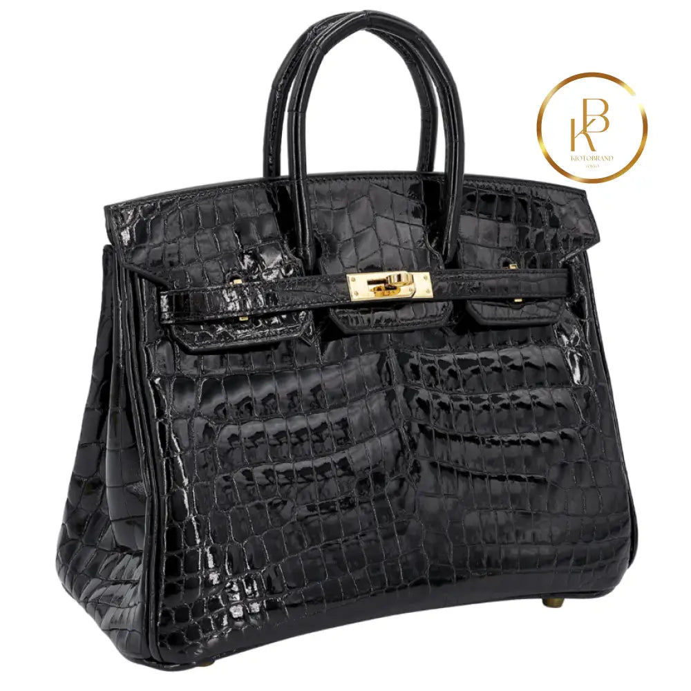 Birkin 25 Niloticus Crocodile Black Ghw Handbags