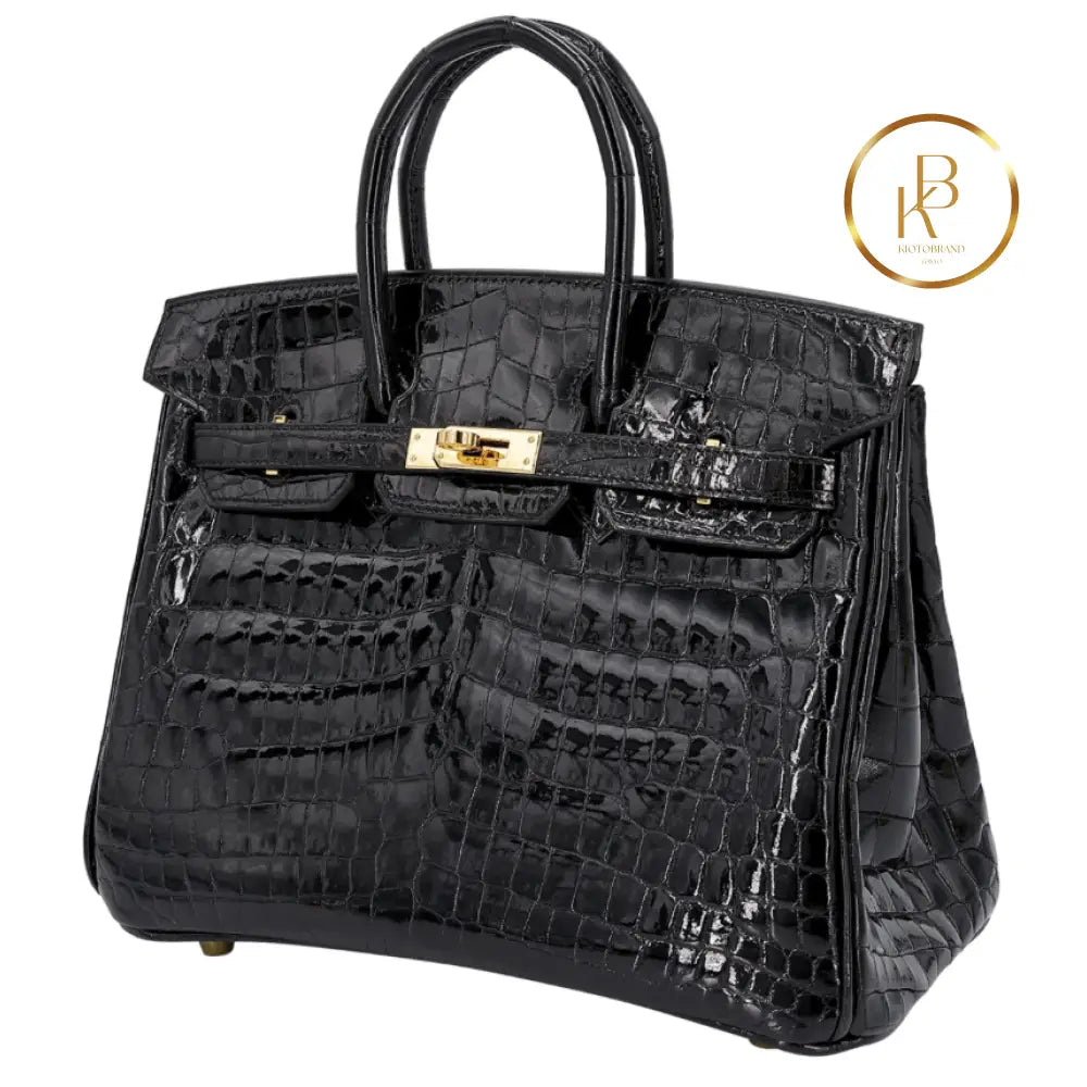 Birkin 25 Niloticus Crocodile Black Ghw Handbags