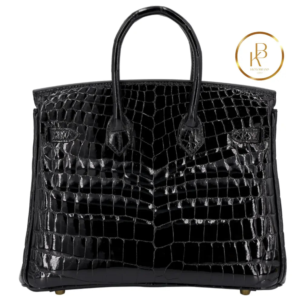 Birkin 25 Niloticus Crocodile Black Ghw Handbags