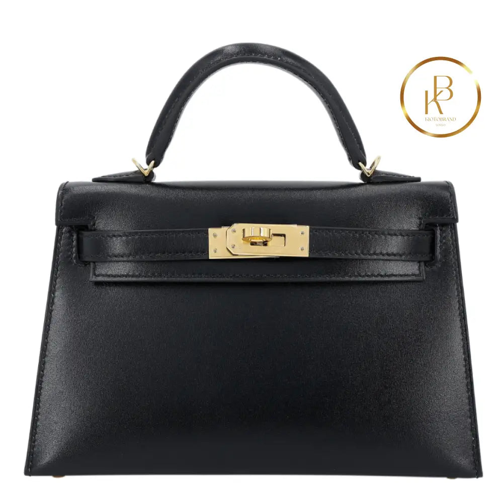 Kelly 20 Mini Ii Black Box-Calfskin Ghw Handbags