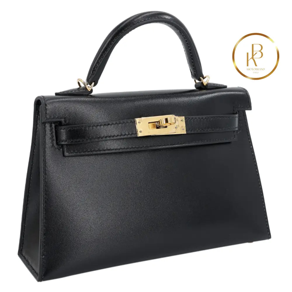 Kelly 20 Mini Ii Black Box-Calfskin Ghw Handbags