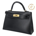 Kelly 20 Mini Ii Black Box-Calfskin Ghw Handbags