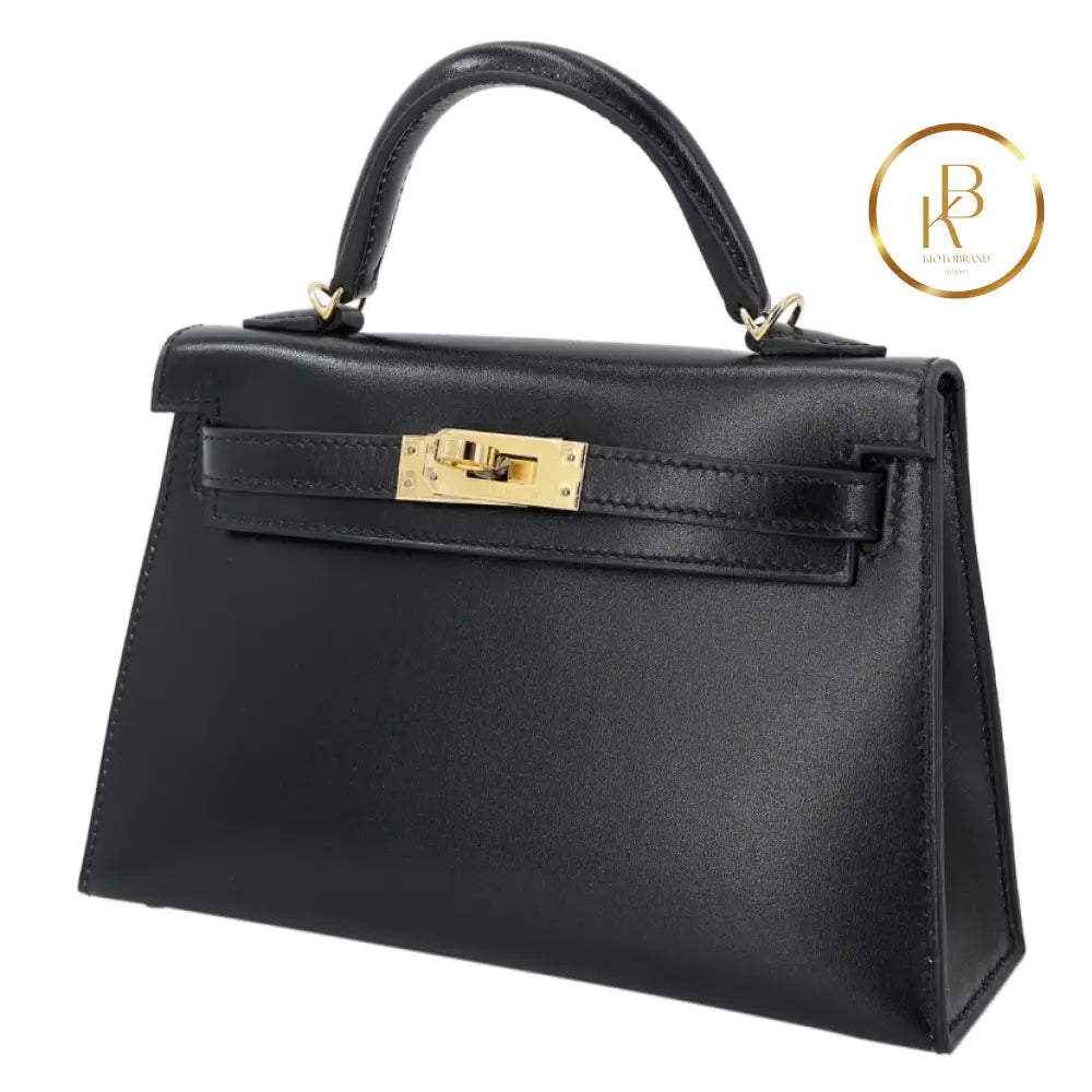 Kelly 20 Mini Ii Black Box-Calfskin Ghw Handbags