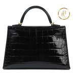 Kelly 20 Mini Black Shiny Alligator Ghw Handbags
