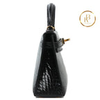 Kelly 20 Mini Black Shiny Alligator Ghw Handbags