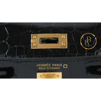 Kelly 20 Mini Black Shiny Alligator Ghw Handbags