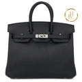 Birkin 25 Black Swift Palladium Handbags