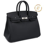 Birkin 25 Black Swift Palladium Handbags