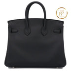 Birkin 25 Black Swift Palladium Handbags