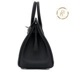 Birkin 25 Black Swift Palladium Handbags
