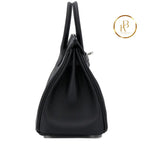 Birkin 25 Black Swift Palladium Handbags